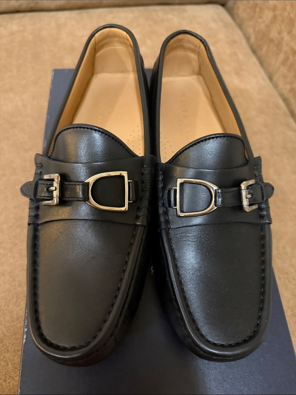 Hysen Black Calfskin Leather Men's Dress Drivers with Silver Buckle